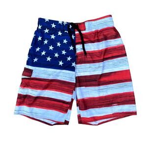 Alkii American flag patriotic swim trunks size XL